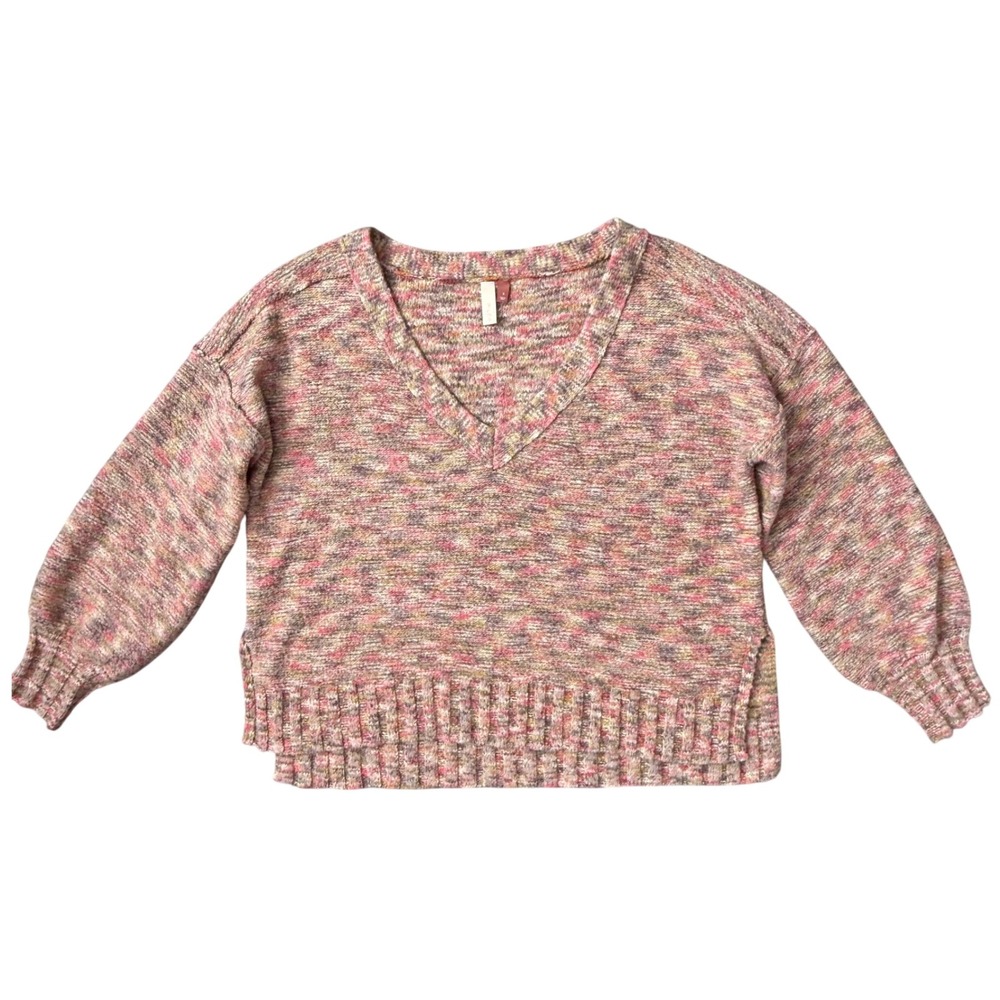 Pilcro‎ Anthropologie Multicolor Marled V-Neck Sweater S Cozy Fall Knit Slouchy - Picture 8 of 9